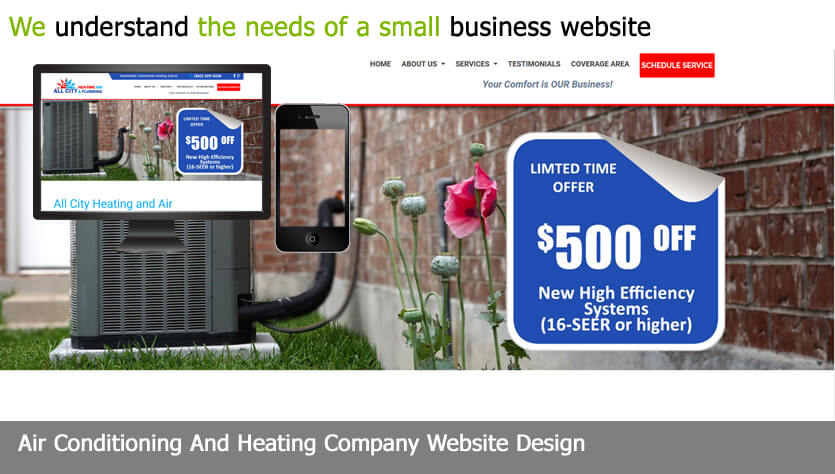 air conditioning and heating web design template site builder