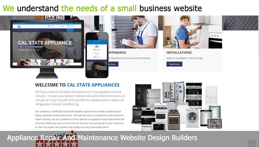 appliance repair and maintenance web design template site builder
