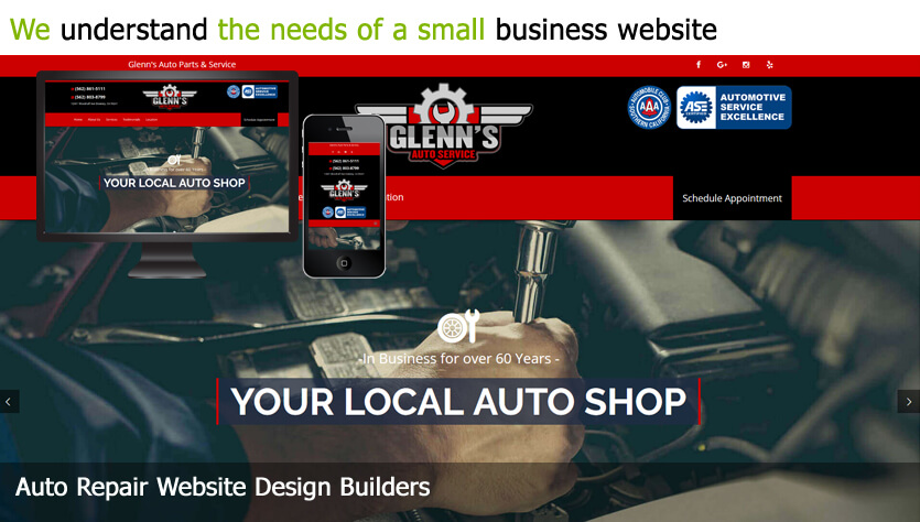 auto repair web design template site builder