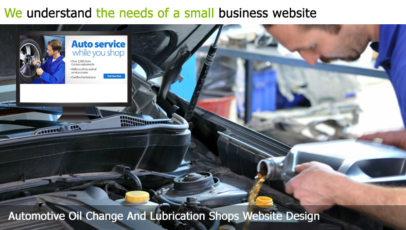 automotive oil change and lubrication shop web design template site builder