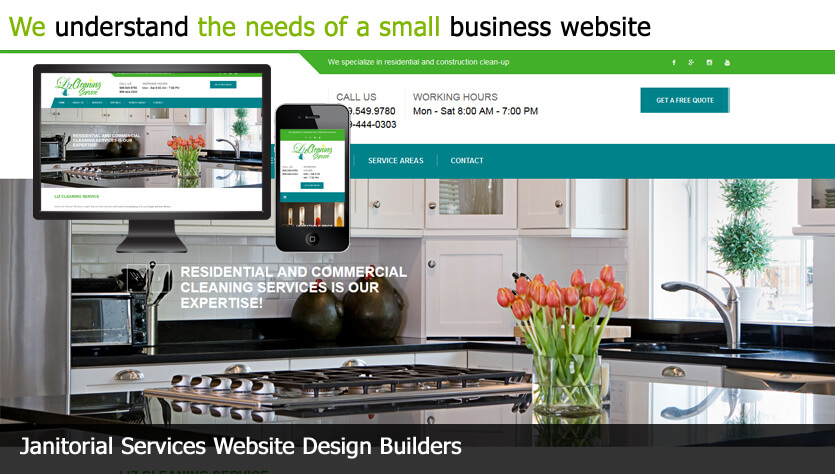 janitorial service web design template site builder